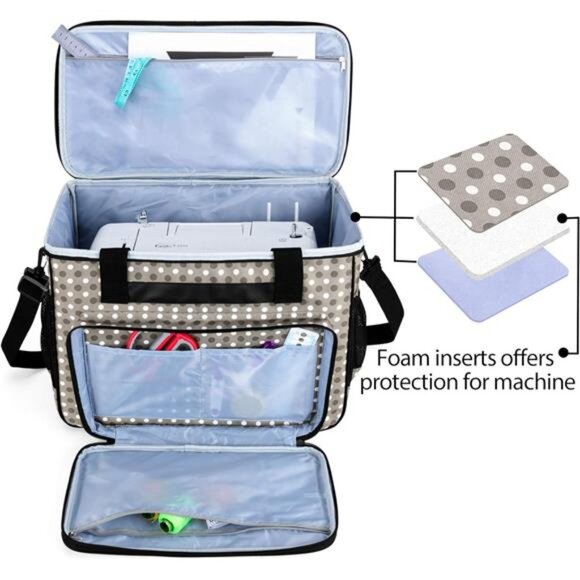 Sewing Machine Case, Carrying Tote Bag Storage Organizer Compatible - Picture 4 of 14